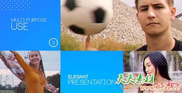 AE模板-简单拼贴视频图片开场 Classic Display-天天素材网