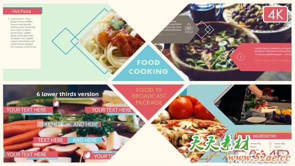 AE模板-食物宣传介绍包装片头 Food Broadcast Package-天天素材网