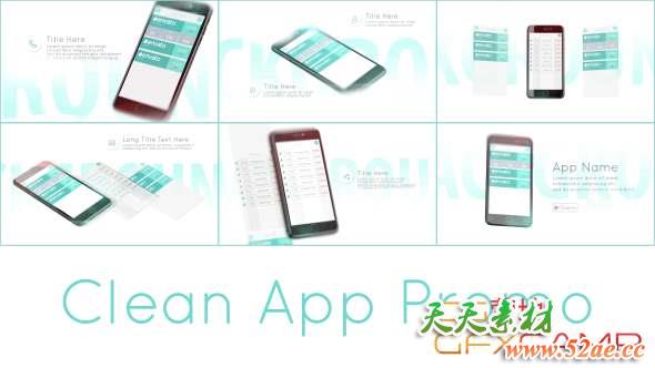 AE模板-简洁APP手机展示动画 Clean App Promo-天天素材网