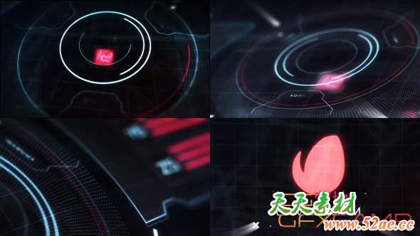 AE模板-高科技Logo动画 Hi-Tech HUD Logo Reveal-天天素材网