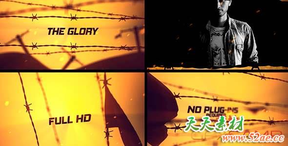 AE模板-铁丝网文字视频宣传片开场 The Glory-天天素材网