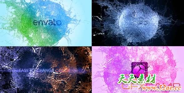 AE模板-液体飞溅散开Logo动画 Splash Logo – Particle Effect 11-天天素材网