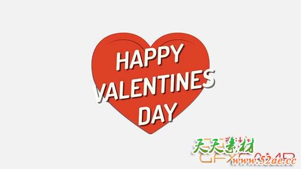 AE模板-扁平化情侣头像动画 Valentine-天天素材网
