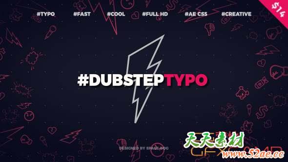 AE模板-动感文字片头开场 Dubstep Typography opener-天天素材网