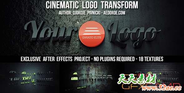 AE模板-三维Logo变形动画 Cinematic Logo Transform-天天素材网
