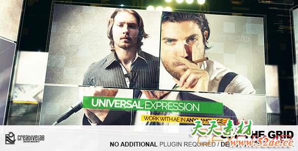 AE模板-科技感三维空间图片展示片头 Off The Grid-天天素材网