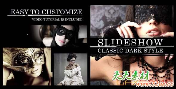 AE模板-图片视频分屏展示开场 Slideshow Classic Dark Style-天天素材网