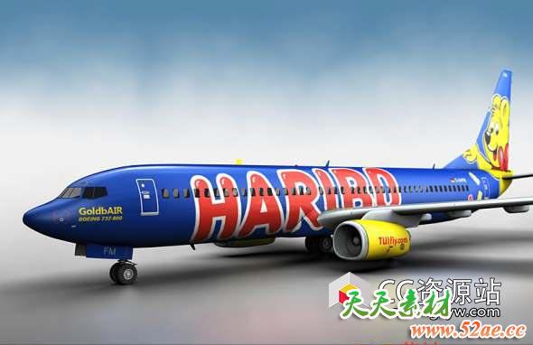 波音飞机3D模型 CubeBrush – Boeing 737-800 GoldbAIR-天天素材网