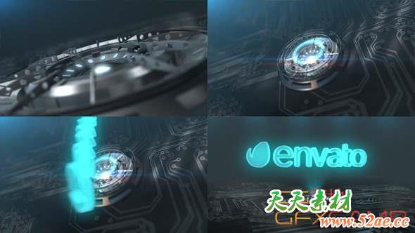 AE模板-三维科技感全息Logo动画 Hi-Tech Hologram Logo-天天素材网