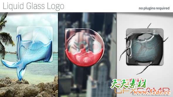 AE模板-液体玻璃质感折射Logo动画 Liquid Glass Logo-天天素材网