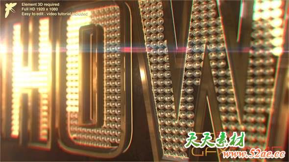 AE模板-三维闪光灯文字Logo动画 Showbiz Logo-天天素材网