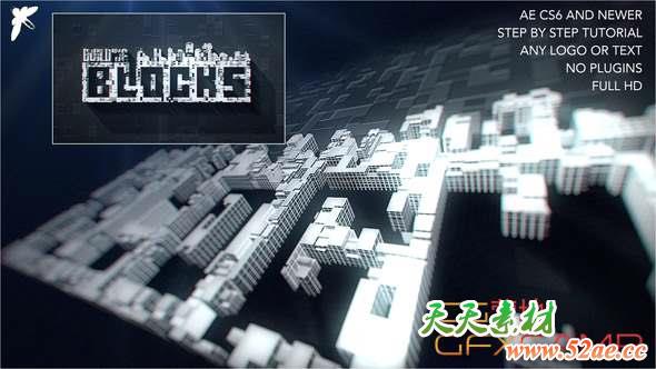 AE模板-三维城市生长Logo动画 City Build Logo-天天素材网