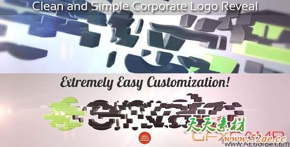 AE模板-简洁三维Logo动画 Clean and Simple Corporate Logo Reveal-天天素材网