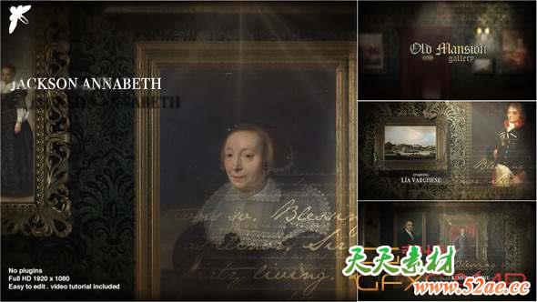 AE模板-西方相框复古相册照片墙开场 Old Mansion Gallery-天天素材网