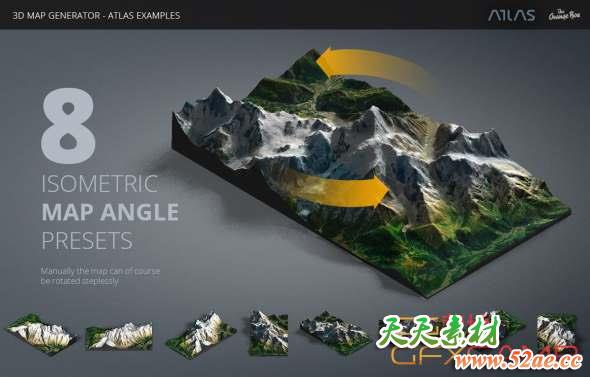 真实三维地图生成制作PS插件脚本 Graphicriver – 3D Map Generator – Atlas – From Heightmap to real 3D map-天天素材网
