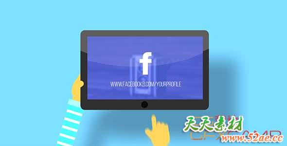 AE模板-扁平化平板Logo动画 Logo on Tablet-天天素材网