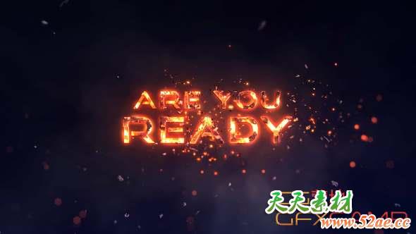 AE模板-大气火焰破碎文字Logo动画 Epic Fire Titles-天天素材网
