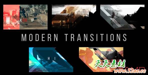 AE模板-图形遮罩视频转场 Modern Transitions 5 Pack Volume 3-天天素材网