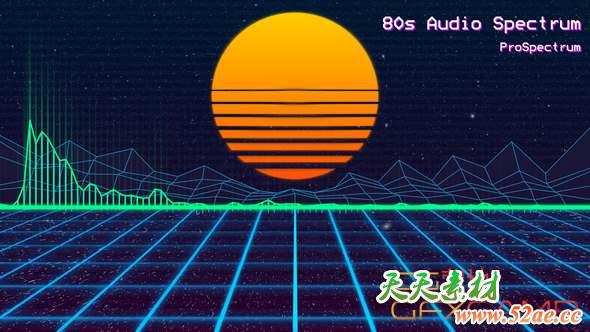 AE模板-80年代复古风格音乐波形动画 80s Audio Spectrum-天天素材网
