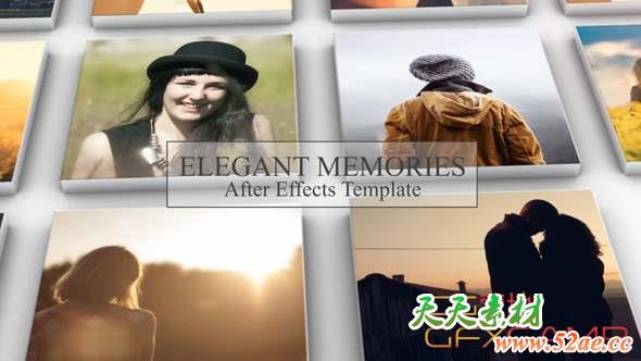 AE模板-优雅三维幻灯片照片墙 Elegant Memories-天天素材网