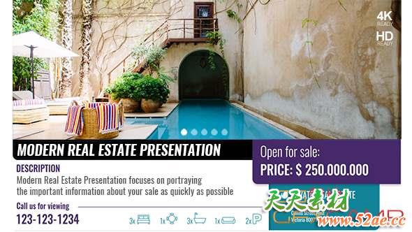 AE模板-房地产室内装修介绍片头 Modern Real Estate Presentation-天天素材网