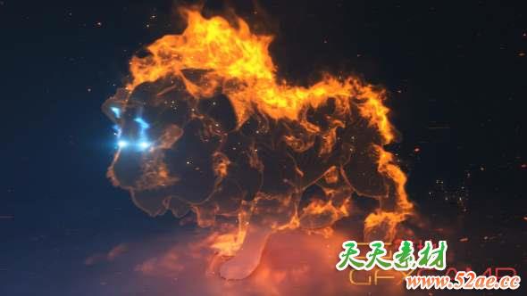 AE模板-三维狮子火焰Logo动画 Lion Spirit Logo-天天素材网
