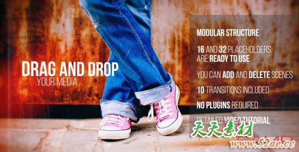 AE模板-视频幻灯片扭曲展示片头 Slideshow-天天素材网