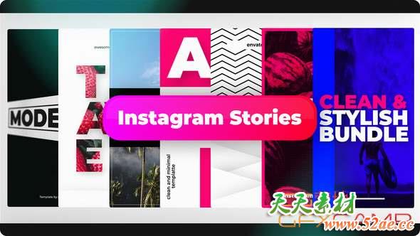 AE模板-网络时尚视频宣传包装 Instagram Stories-天天素材网