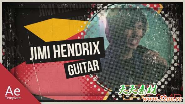 AE模板-复古摇滚音乐片头 The Dream Band-天天素材网