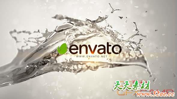 AE模板-水流泼洒Logo动画 Clear Splash Logo-天天素材网