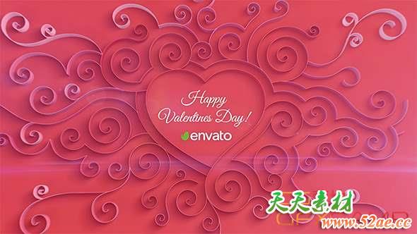 AE模板-三维路径生长爱心片头 Quilling Heart Opener-天天素材网