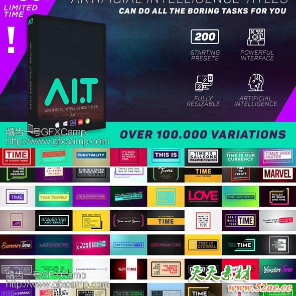 AE脚本-200组时尚创意文字标题排版动画预设(完美破解版)-天天素材网