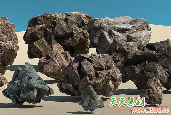 真实照片扫描石头3D模型 Cubebrush – Yughues PhotoScanned Rocks-天天素材网