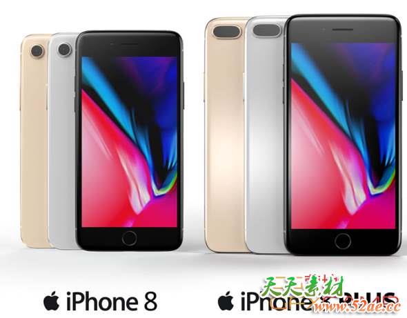 苹果手机3D模型 CubeBrush – iPhone 8 and iPhone 8 Plus (MAX/OBJ/FBX格式)-天天素材网