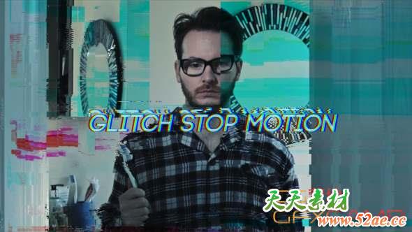 彩色信号损坏视频素材 Glitch Stop Motion-天天素材网