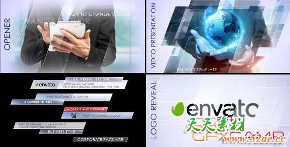 AE模板-公司商务栏目包装片头 Clean Corporate Package-天天素材网