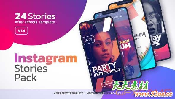 AE模板-INS时尚网络视频宣传包装片头 Instagram Stories V3-天天素材网