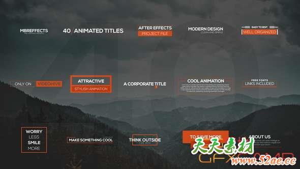 AE模板-文字标题人名字幕条动画 40 Modern Titles & Lower Thirds-天天素材网