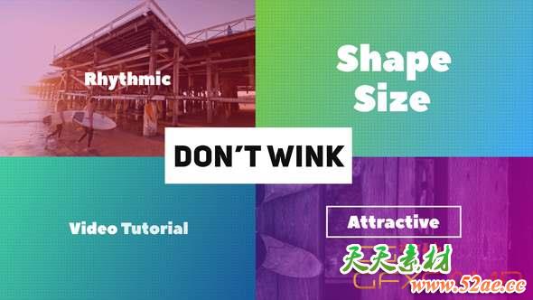 AE模板-时尚彩色快闪片头 Don’t Wink – Typographic Intro-天天素材网
