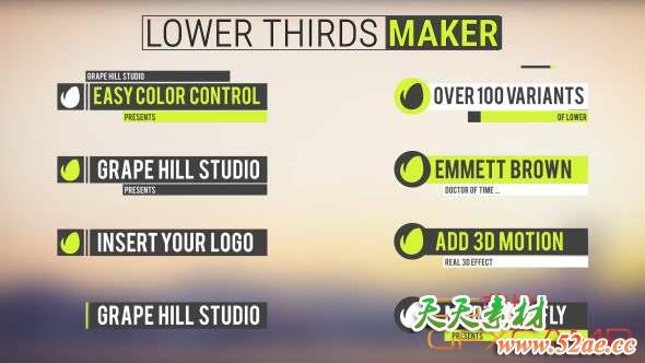 AE模板-人名字幕条制作工具包 Lower Thirds Maker-天天素材网