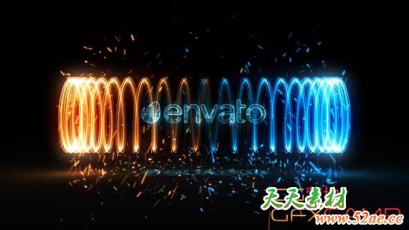 AE模板-能量环绕光线Logo动画 Futuristic Vortex Reveal-天天素材网