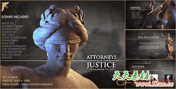 AE模板-古典商务栏目包装 Law Firm Pack-天天素材网