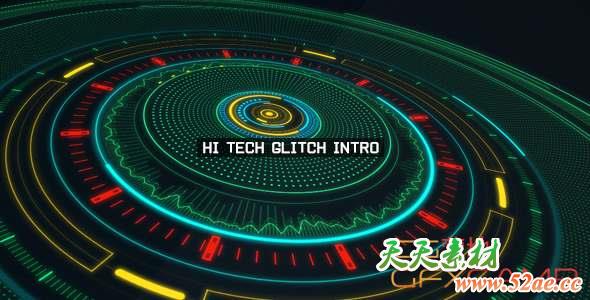 AE模板-科技感信号损坏Logo片头动画 Hi Tech Glitch Intro-天天素材网
