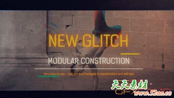 AE模板-动感视频包装开场 Glitch Reel Openers-天天素材网