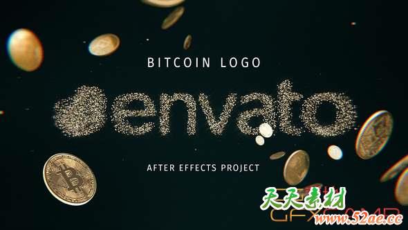 AE模板-比特币汇聚文字Logo动画 Bitcoin Logo-天天素材网