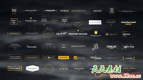 AE模板-简洁文字标题动画 50 Original & Classy Titles Pack-天天素材网