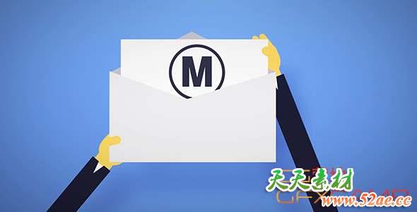 AE模板-扁平化信封Logo动画 Logo Reveal by Mail-天天素材网