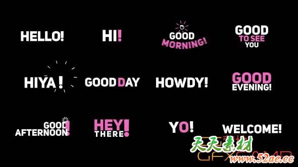 AE模板-卡通弹性文字标题动画 Phrase Kinetic Typography Hi-天天素材网