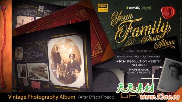 AE模板-复古回忆相册照片开场 The Vintage Photography Album-天天素材网