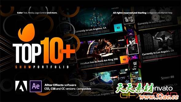 AE模板-十佳视频包装片头 Top +10 Opener-天天素材网
